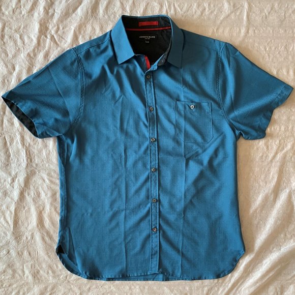 Kenneth Blake New York Men's Button Down Shirt - Short Sleeve - Blue - Size XL - Picture 5 of 8